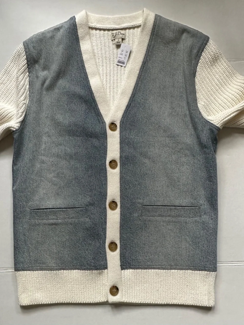J.Crew Men's Cotton Shaker Stitch Cardigan Sweater. Size S. NWT.
